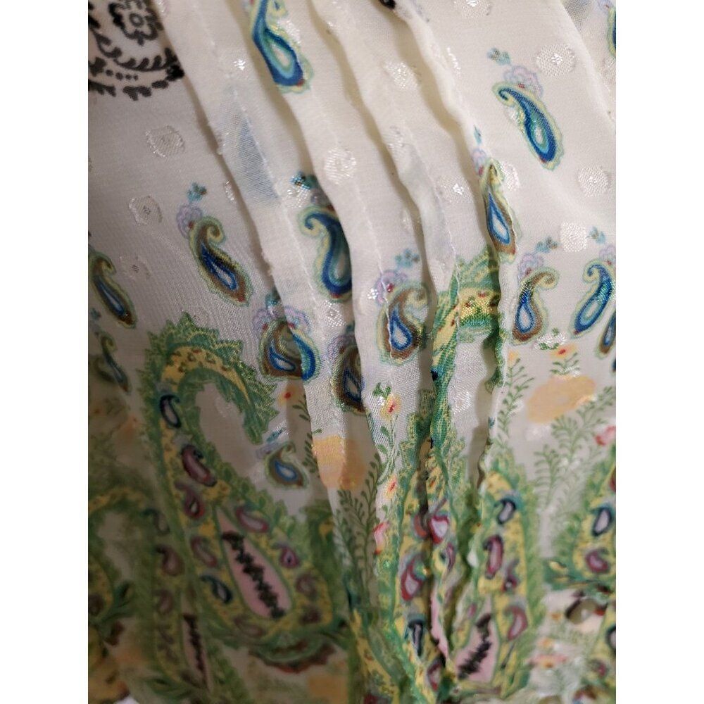 Anthropologie Figueroa & Flower Blouse Top 2XL Boho Tunic Button Up Sheer Floral - Picture 3 of 16